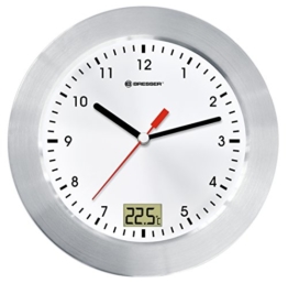 Bresser MyTime Bath Bad Wanduhr mit Temperaturanzeige, weiss / silber - 1