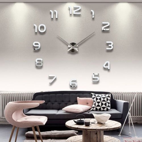 DIY Wanduhr Moderne Clock 3D Acryl Spiegel Metall Rahmenlose Wandaufkleber groß Uhren Style Raum Home Dekorationen Tolles Geschenk - 1