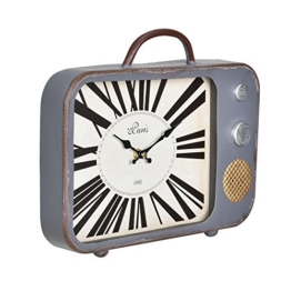 [en.casa]® Dekorative Wanduhr alter Fernseher mit analoger Anzeige - 33 x 5 x 27 cm - mehrfarbig - Glas - 1