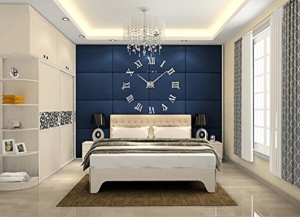 FAS1 Moderne DIY Große Wanduhr Big Armbanduhr Aufkleber 3D Spiegel Aufkleber Römischen Ziffern Wanduhr Home Office Abnehmbarer Dekoration (Akku Nicht Enthalten) Silber - 2