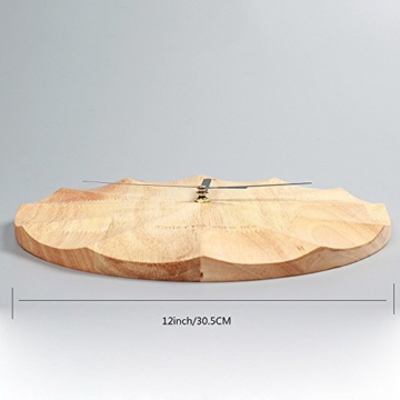 KKLOCK Wanduhr Uhr Wanduhren ohne Ticken Lautlos für Wohnzimmer Büro Schlafzimmer Küche Kinderzimmer Holz Wellenoberfläche Einfache Ø30cm Runde Großes Moderne [Enthält keine Batterie - 3