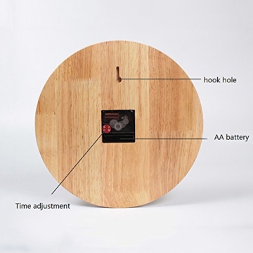 KKLOCK Wanduhr Uhr Wanduhren ohne Ticken Lautlos für Wohnzimmer Büro Schlafzimmer Küche Kinderzimmer Holz Wellenoberfläche Einfache Ø30cm Runde Großes Moderne [Enthält keine Batterie - 4