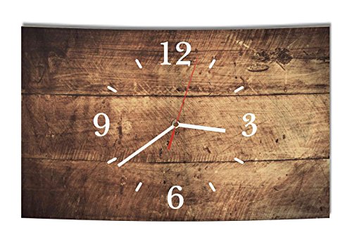 LAUTLOSE Designer Wanduhr Holz Optik braun bretter rustikal modern Dekoschild Abstrakt Bild 39 x 25cm - 1