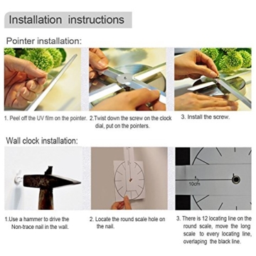 MFEIR® XXL 3D DIY Moderne Wanduhr Wandtattoo Dekoration Uhr für Zimmerdeko aus Acryl Silbrig,schwarz - 9