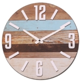 NIKKY HOME Streifen Holz Quarz Analog Runde Wanduhr - 1