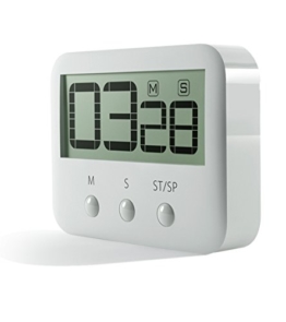 Pingko Digitale Küchentimer, große Ziffern, lauter Alarm, magnetische Rückseite, Ständer, Countdown Timer bis Maximalen 99 Minuten 59 Sekunden – weiß - 1