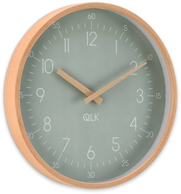 QLK Wanduhr SLIGHT - Holz - geräuscharmes Uhrwerk (grau) - 2