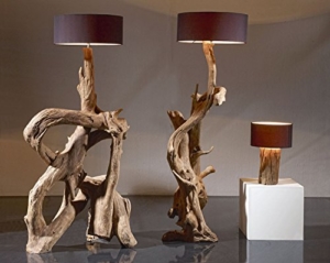 Standlampe Teak Wurzelholz RIAZ XL 200cm | Stehlampe Holz Treibholz groß | Teakholz Lampe Handarbeit mit Lampenschirm | Außergewöhnlich Standleuchte rustikal Natur - 3