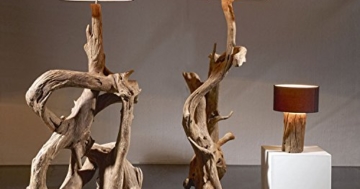 Standlampe Teak Wurzelholz RIAZ XL 200cm | Stehlampe Holz Treibholz groß | Teakholz Lampe Handarbeit mit Lampenschirm | Außergewöhnlich Standleuchte rustikal Natur - 3