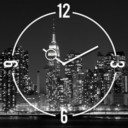 Wanduhr aus Glas, New York Skyline, schwarz-weiß, 30x30 cm von Eurographics - 1