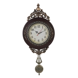 Giftgarden Wanduhr klassisch für Schlafzimmer Wohnzimmer mit Pendel Uhr Wand Vintage Design shabby chic Deko Pendeluhr Retro schwarz antike Dekoration Geschenke für Freunde - 1