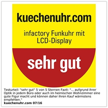 infactory LCD Funkwanduhr: Kompakte Funkuhr mit riesigem XXL-LCD-Display und Temperatur-Anzeige (Funkuhr Großes Display) - 3