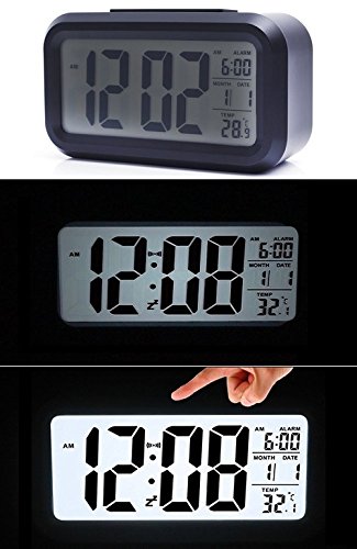 LCD Digital Wecker VPOWER® Großer Display, Schlummertaste, Datumsanzeige, Temperatur und Sensor Digitaler Wecker Uhr Licht Schwarz - 5