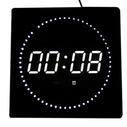 LED digitale Wanduhr mit Datum- & Temperaturanzeige, Maße: 32 cm x 32 cm x 3 cm (Farbe: Weiß) Goldfull® - 1