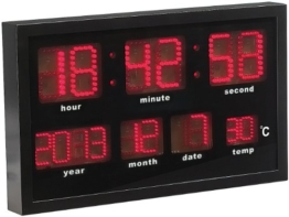 Lunartec LED Funkuhr: Multi-LED-Funk-Uhr mit Datum und Temperatur, 412 rote LEDs (Digital Uhren) - 1