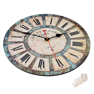 Wanduhr Vintage, iTECHOR 12-Zoll（30cm） Lautlos Vintage Wanduhr Uhr Uhren Wall Clock ohne Tickgeräusche - 3