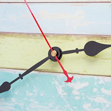 Asvert Wanduhr Retro-Wanduhr Taktgeber Holz Stumm hängt Innenausbau Vintage Holz Wanduhr Rustikale Land Toskana Stil Bunt Streifen Design aus Dekorative (Ozean Farbe) - 6