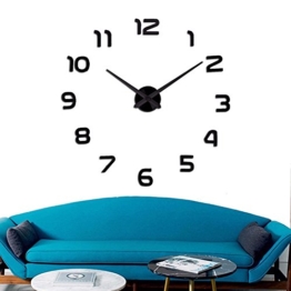 DIY Wanduhr 3D Moderne Wanduhren Acryl Spiegel Metall Bürouhr Wohnzimmer Schlafzimmer Geschenk Home Decor (Schwarz) - 1