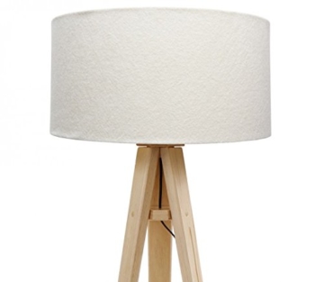 Dreibein Stehlampe Jalua F Velours creme & gold Stativ aus Kiefernholz H: 140cm - 2