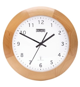 Funk Holz Wanduhr - Quarz - 32cm Designer Uhr rund Küche / Büro etc- braun - 1