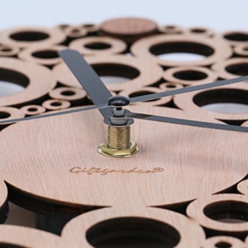 Giftgarden Wanduhr Holz Deko Uhr Wand Löcher Design modern lustig Whonzimmer Schlafzimmer Arbeitszimmer Kinderzimmer Küche Büro Dekouhr Blasen Geburtstag Geschenke für Freunde - 9
