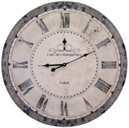 Grosse Wanduhr Shabby Chic Cafe des Marguerites Paris Durchmesser 60cm - 1