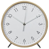 Hama Tischuhr Wanduhr aus Holz (geräuscharme Uhr ohne Ticken, 22 cm Durchmesser, Standuhr) weiß/natur - 1