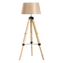 Homcom® Stehlampe Stehleuchte Standleuchte höhenverstellbar E27, Kiefer+Polyester, 65x65x99-143cm (Beige) - 1