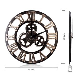 HooYL stylische Wanduhr im Vintage und Steampunk Look mit dekorativem