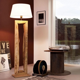 Licht-Trend Timber Stehleuchte mit Holzfuß h126 cm Braun Holz Stehlampe - 1