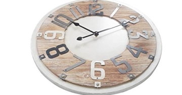 Mobili Rebecca® Wanduhr Holz Wohnzimmer Rund Metall Beige Braun Modern Hauseinrichtung (Cod. RE4993) - 2