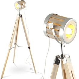 MOJO Tripod Industrial Chic Holz Stehlampe Vintage Designer Lampe höhenverstellbar mq-l43 - 1