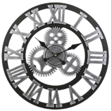 SOLEDI Wanduhr Europäische Vintage Handarbeit 3D Dekorative Zahnrad aus Holz (Holzkohle) - 1
