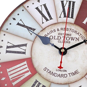 SOLEDI Wanduhr Vintage Holz toskanischem Stil Land Römisch Design Frankreich Paris - 2