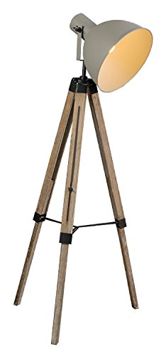 Stehlampe Stehleuchte Standleuchte NIKAJA | Grau-Braun | Metall | Holz | Höhenverstellbar | Neigbar - 1