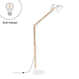 Viugreum Stehlampe Stehleuchte Standleuchte Holz Metall Höhenverstellbar, Stabilität Stehlampe für Wohnzimmer und Schlafzimmer (Weiß) - 1