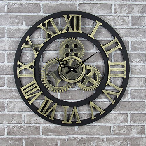 Wanduhr 3D Wanduhren Vintage Groß Zahnrad Römisch Nummer Haus