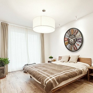 Wanduhr Groß xxl, Likeluk 15 Zoll(40cm) Lautlos Vintage Wanduhr Holz Uhr Ohne Ticken - 5