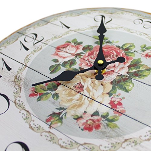 Wanduhr Vintage Holz Ø 34cm Analoge Küchenuhr in Ausgefallene Landhaus