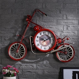 YJR-Wanduhren Retro Kreative Mode Große Wanduhr Eisen Fahrrad Design, blau moderne römische digitale Wanduhr kreative Bar / Cafe / Wohnzimmer Wand Dekoration Uhr antike Vintage Retro-Stil, AA batteriebetrieben, 71 (D) cm / 28 Zoll für Heim & Gewerbe ( Farbe : Rot ) - 1