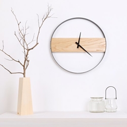 ein holz holz wanduhr yu extrem ruhig simple wohnzimmer innotime nordischen metall rund 16 - zoll - uhr,16 zentimeter,log - farbe - 1