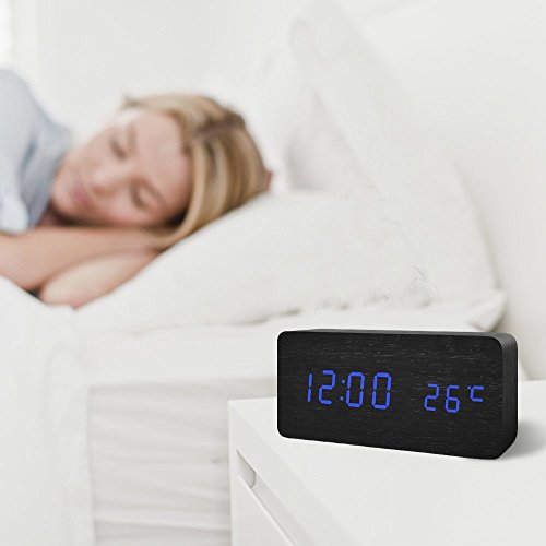 FIBISONIC LED Digital Wecker Zeigt Uhrzeit Datum