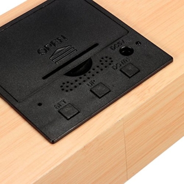 Gearmax® LED Holz Digital Wecker Uhr Alarm Zeit Kalender Thermometer Luftfeuchtigkeit USB Kabel / Batteriebetrieben Bambus - 6