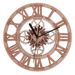 Giftgarden uhr wand mechanische Zahnräder Wanduhr Deko mit römischen Ziffern aus Holz Wohnzimmer Schlafzimmer Geschenke für Freunde - 1