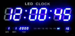 Große LED Uhr Wanduhr DatumTemperatur Anzeige Digital Datum Bar Cafe Blau JH4622 - 1