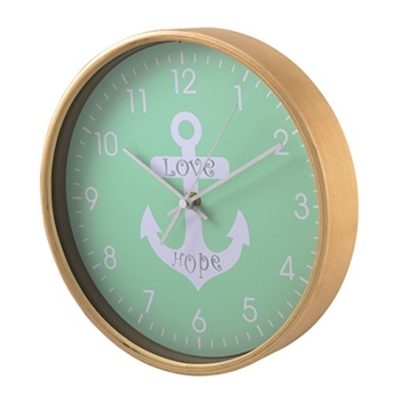 Hama Wanduhr (geräuscharme Uhr ohne Ticken, Holzrahmen, Ankerdesign, 26 cm) mint - 2