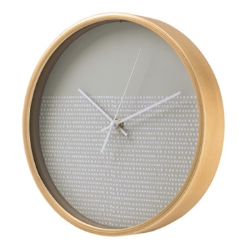 Hama Wanduhr (geräuscharme Uhr ohne Ticken, Holzrahmen, Punktedesign, 26 cm) hellgrau/weiß - 2