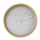Hama Wanduhr (geräuscharme Uhr ohne Ticken, Holzrahmen, Punktedesign, 26 cm) hellgrau/weiß - 1