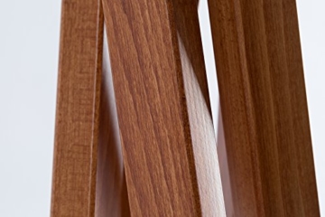 Hochwertige Design Stehlampe Tripod mit gewebtem Stoffschirm in beige und Stativ/Gestell aus dunklem Holz Echtholz Nussbaum | H= 160cm | Stehleuchte | Handgefertigte Leuchte - 4