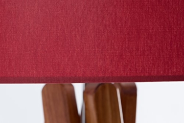 Hochwertige Design Stehlampe Tripod mit Stoffschirm in rot und Stativ/Gestell aus Holz Echtholz Nussbaum | H= 160cm | Stehleuchte | Natur | Handgefertigte Leuchte - 2